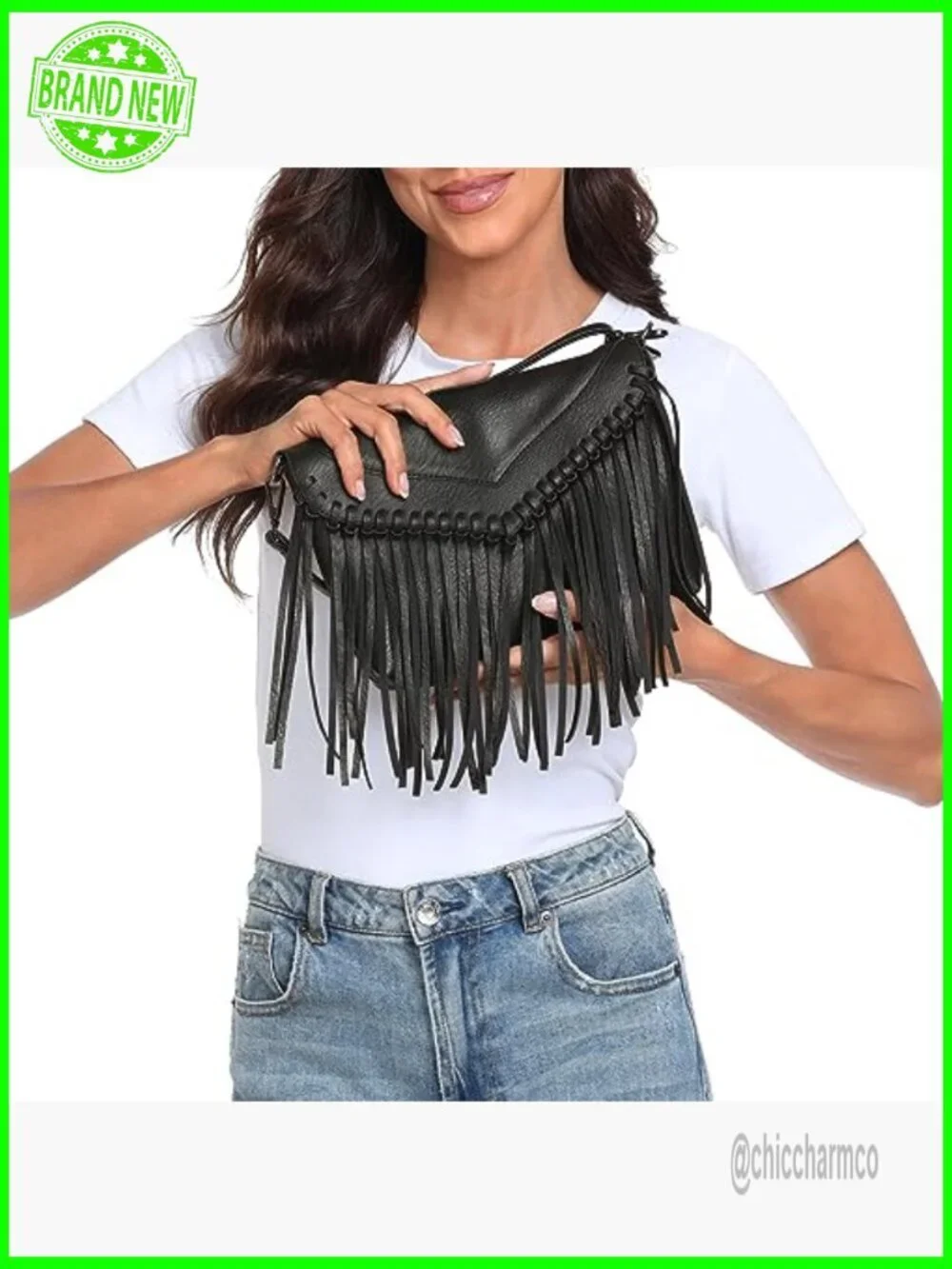 Faux Leather Hobo Crossbody Bag with Fringe Tassel Western Vintage Purse